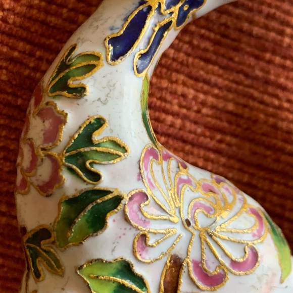 Vintage Sweet Cloisonné Flowers Cat Figurine - Picture 6 of 12